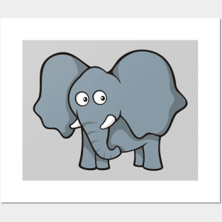 Gray Elephant Cartoon Posters and Art